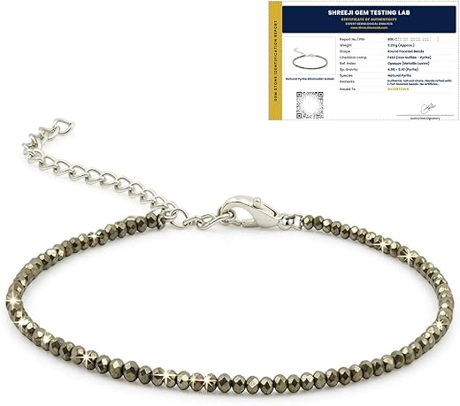 SILVERTOWN Natural Pyrite Anklet for Women | Certified Crystal Payal for Wealth, Success & Prosperity | Spiritual Gift for...