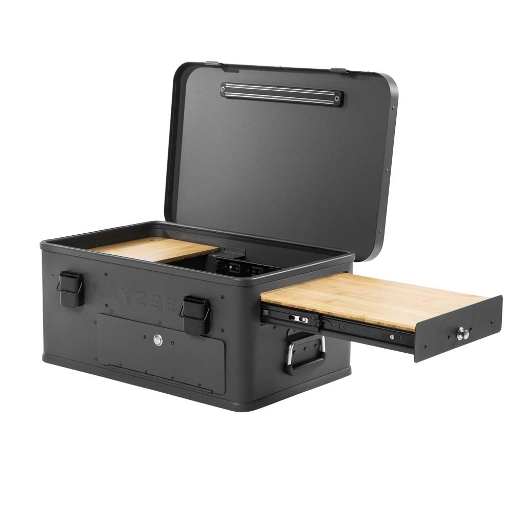 LAYZEE Box JUNIOR, mobile da cucina per veicoli/campeggi/balconi/terrazze/Eurobox dimensioni 60 x 40 x 27 cm (lunghezza x larghezza x altezza), kitchenbox/cucina da campeggio 10 kg in alluminio