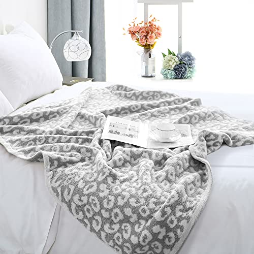 Otostar Ultra Soft Plush Leopard Throw Blanket Warm And Cozy Knitted Polyester Blanket Luxury Reversible Cheetah Blanket For Couch Bed Sofa Travel, 60X80 Inches (Light Grey) #TOP6