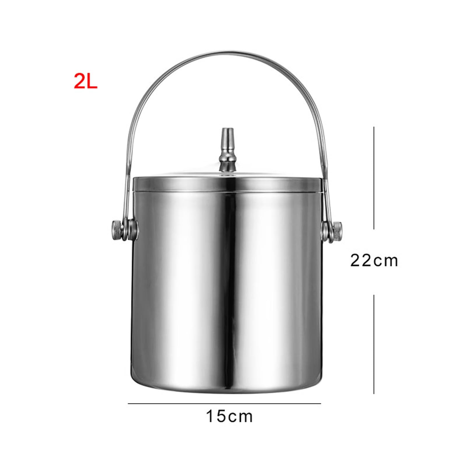 cubo de hielo Cubiteras de metal Cubitera de hielo de doble pared con tapa y mango cómodo, cubeta de hielo aislada de acero inoxidable for coctelería, vino, accesorios de bar en casa, fiestas, cubeta
