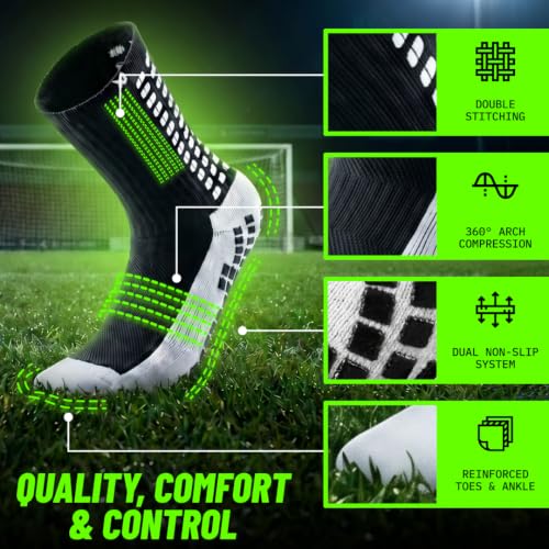 Image of Lux Dual Grip Soccer Socks for Men & Women - DualGrip Engineered for Performance & Comfort - Anti-Slip Grip Socks for Soccer