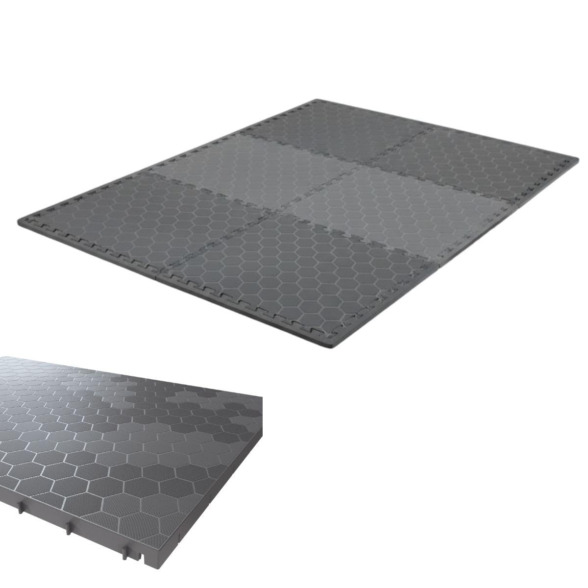 INTEC - Dalle de sol Clipsable Grise 116 x 76 x 3 cm - Dalle Garage Rectangulaire Polypropylène Revêtement de Sol Modulable Intérieur/Extérieur