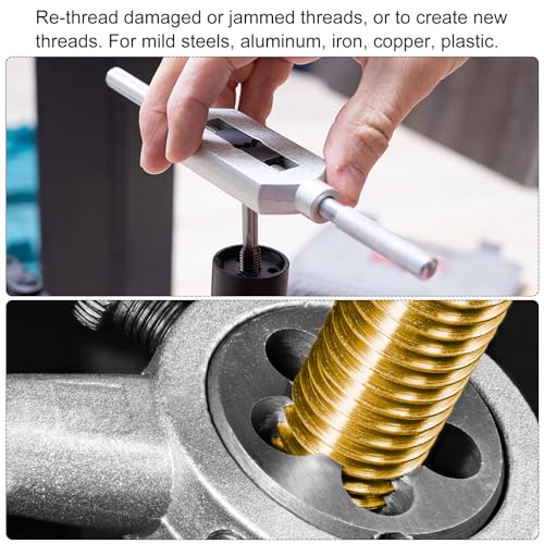 sourcing map 3pcs Metric Hand Tap & Die Set, M12 x 1.5 Taper/Bottom Thread Taps + Round Die, Tap and Die Kit Hand Threading Tapping Tools for Repair 5 sourcing map 3pcs Metric Hand Tap & Die Set, M12 x 1.5 Taper/Bottom Thread Taps + Round Die, Tap and Die Kit Hand Threading Tapping Tools for Repair - Image 5
