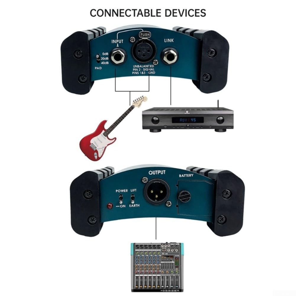 Audio Active DI Box professionnel, éliminateur de bourdonnement audio, convertisseur d'impédance pour supérieur, interface audio de guitare pour studio à domicile, production musicale