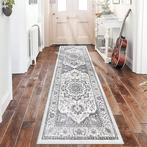SHACOS Teppich Läufer Flur rutschfest 60 x 180 cm Teppichläufer Flur Grau Korridor Teppich Läufer...