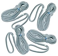 Seilflechter - Festmacher Set 14 mm Ø, 2X 6m und 2X 10m Länge, 40 cm Auge gespleißt & getakelt, Taifun Festmacherleinen, Weiß/Schwarz, 3700 daN