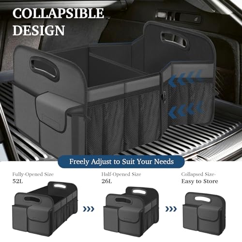 Image of Femuar Car Trunk Organizer, Car Storage Organizer with Large Capacity Waterproof Collapsible Trunk Organizer for Car Suv /Jeep /Sedan (Grey, Standard)