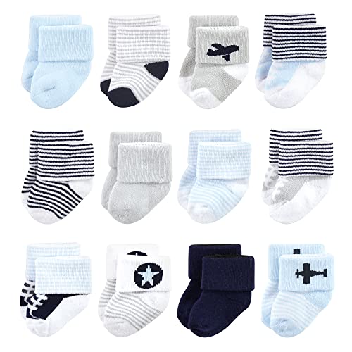 Luvable Friends Calcetines de rizo unisex para bebés de 6 a 12 meses, paquete de 12 unidades, Avión 12 Pack, 6-12 meses