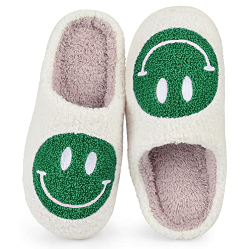 Puimentiua Doux Smiley visage pantoufles femmes hiver pantoufles confortable en peluche moelleux curseurs dames pantoufles mignon maison dames chaussures Cover
