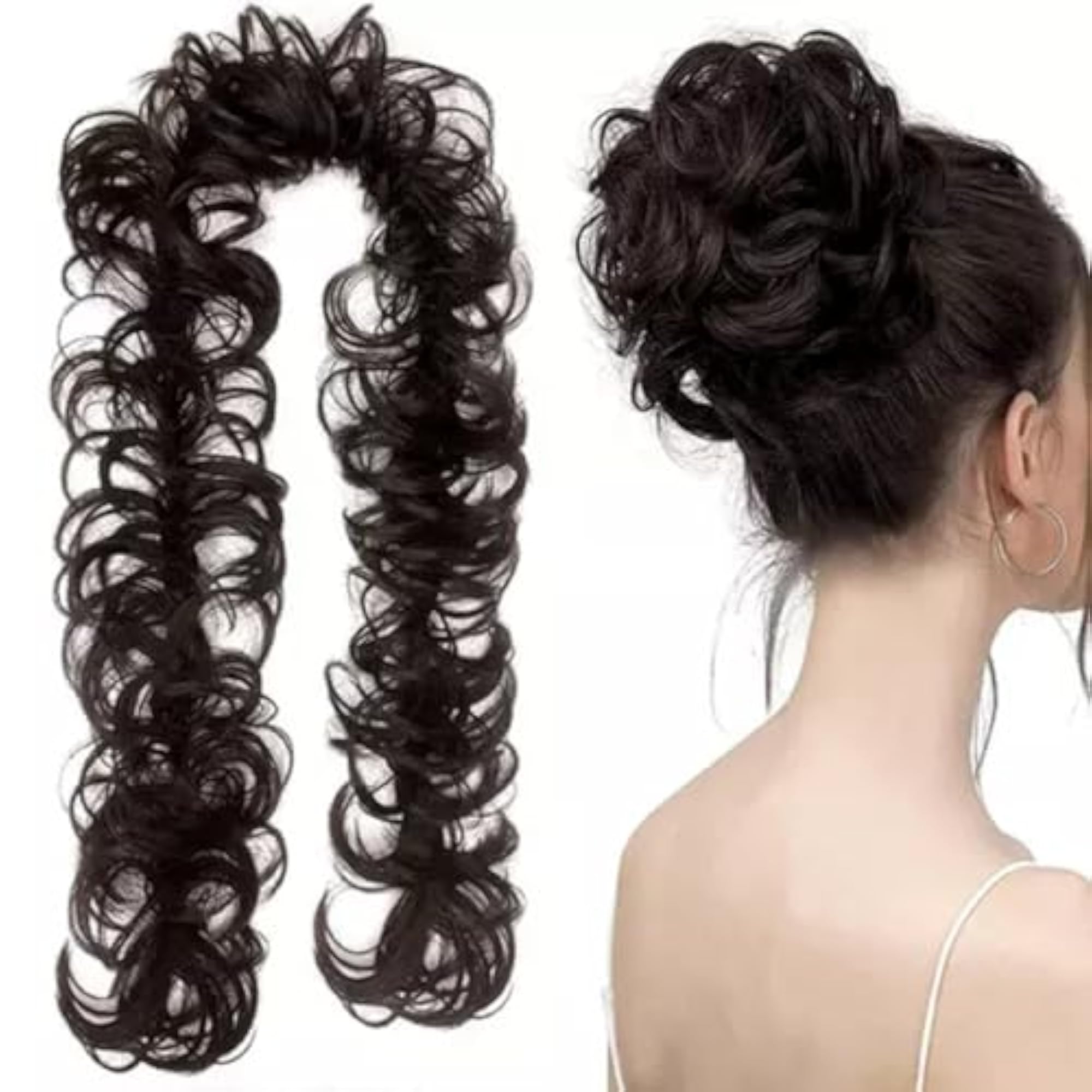 Synthetic Curly Messy Bun Ponytail Hair Extensions for Women