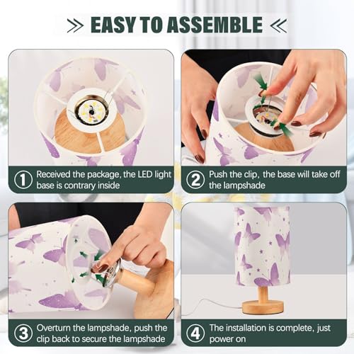 Lámpara de mesa con LED y diseño de mariposas púrpuras miniatura 4