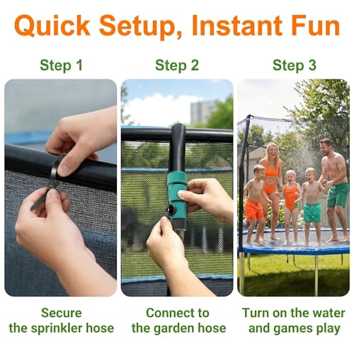 2-in-1 Trampoline Sprinkler Kit for Kids Outdoor 39.37 ft Water Sprinkler - image 4