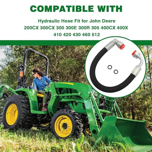 Image of Hydraulic Hose Compatible With Deere 200CX 200X 300CX 300 300E 300R 305 400CX 400X 410 420 430 460 512 Replace for AW29374