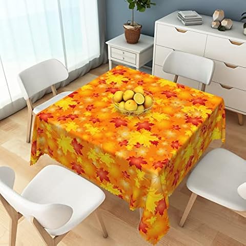 Rectangle Autumn Golden Maple Leaves Tablecloth Waterproof,Stainproof Tablecloths,Table Cloth Washable Polyester Wrinkle-Free Fabric Table Cover for Dining/Party/Wedding Cover