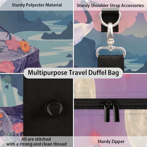 Travel Duffel Bag, Japan White Crane Sports Tote Gym Bag Foldable Western Aztec Weekender Bag Carry on Luggage Handle Bag Overnight Shoulder Bag for Women Men,A-0763