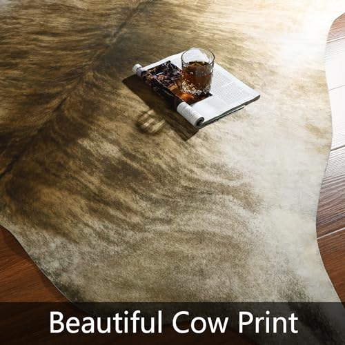 AROGAN Western Decor Faux Fur Cowhide Rug, 4 x 3 Feet Premium Animal Skin Cow Hide Rug, Sturdy Cow Print Rugs for Wall Decor, Western Floor Carpet for Bedroom Living Room, Brownish - Thumbnail 6