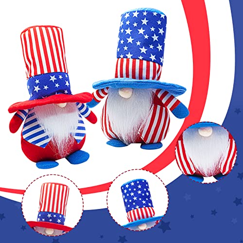 4Th Of July Decorations Patriotic Gnome Decor,2Pcs Memorial Day Decorations Gnomes,Mr & Mrs Handmade Swedish Tomte Gnomes Plush Ornaments For American Independence Day Kitchen Home Tiered Tray Gift #TOP2
