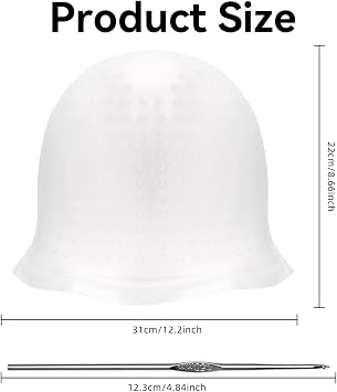 Hair Highlighting Cap and Hook Kit,Reusable Silicone Highlight Cap for Dye