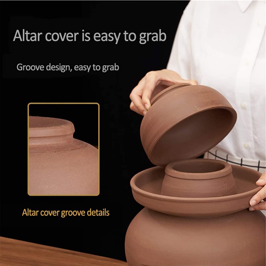 Tarro de fermentación de cerámica engrosada grande, tarro de decapado de porcelana púrpura, olla de kimchi con tapa Almacenamiento de alimentos de cerámica, sello de agua for el hogar fermentaci