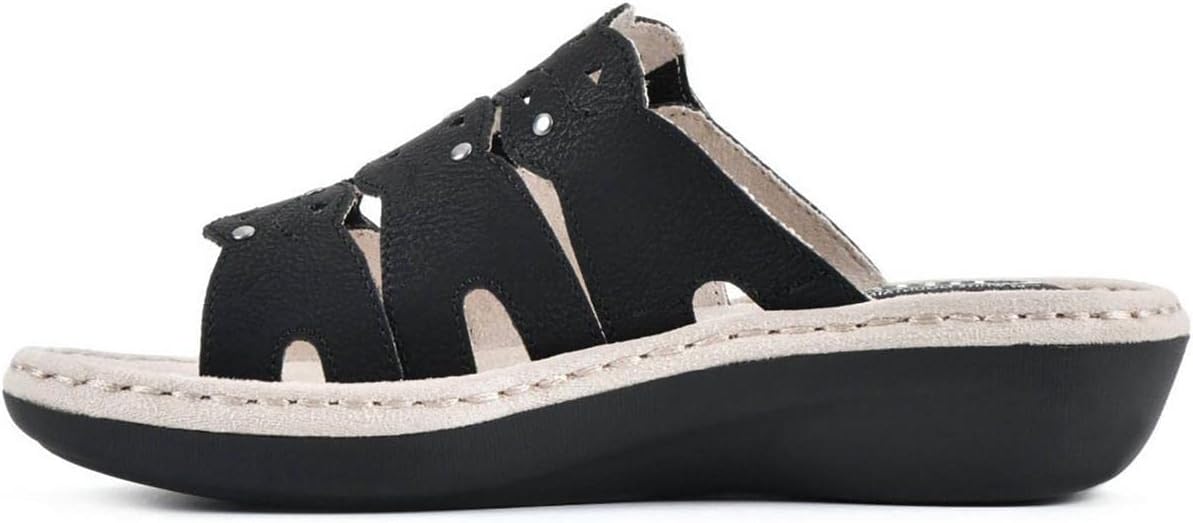 CLIFFS BY WHITE MOUNTAIN Caring Women's Slide Sandal, Black/Smooth, 8 M