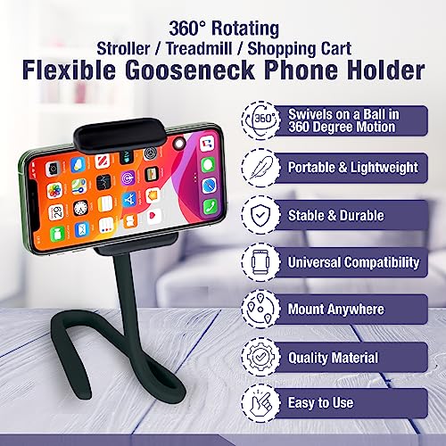 image for LogoLess Gooseneck Phone Holder Wrap Around for Car, Stroller, Treadmi