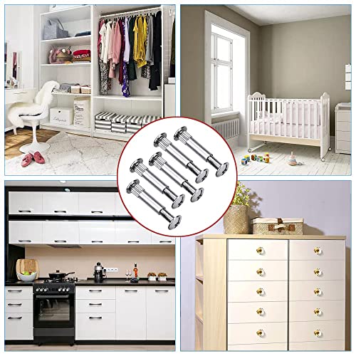 Möbelverbindungsschrauben Schrankverbinder Möbelverbinder Schrauben 60Stk M4 x 31-40mm Möbelschrauben Stahl Vernickelt Hülsenschrauben