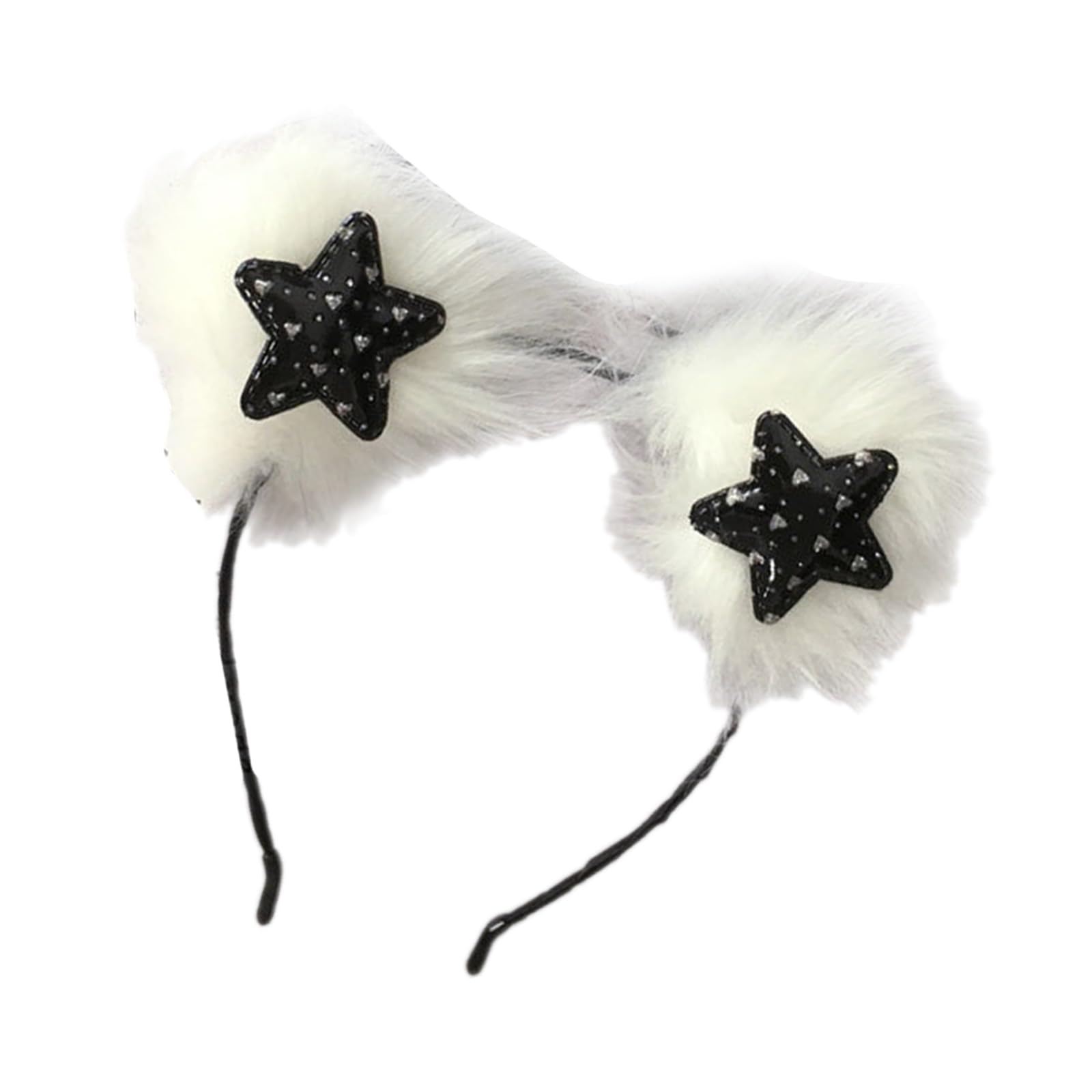 YUXITA Furry Plush Star Bear Ear Hairband For Women Girl Anime Theme Hairband For Daily Wear Parties Music Festival Headpiece