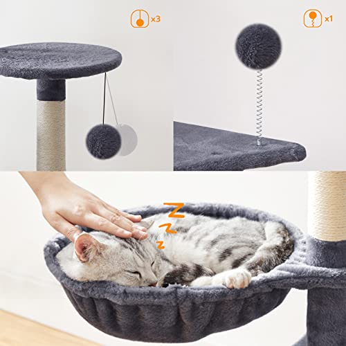 Hoobro Cat Tree For Indoor Cats, 61 Inches Cat Tower Tall, Cat Condo With Hammock, Cat House With Cat Scratching Post And Perch, Pet Play House, Cat Climbing Activity Tower, Dark Gray Gy60Sct03 #TOP7