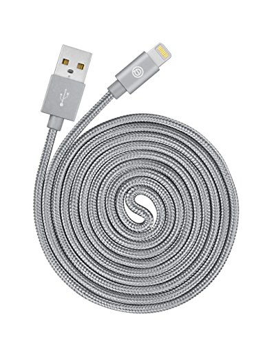 OPSO [Apple MFi Certified] 2M / 6.6 ft Nylon Braided Lightning 8-pin to USB Charging Cable/Cord for iPhone 7 6s 6 Plus 5s 5,iPad Pro Mini iPod - Gray