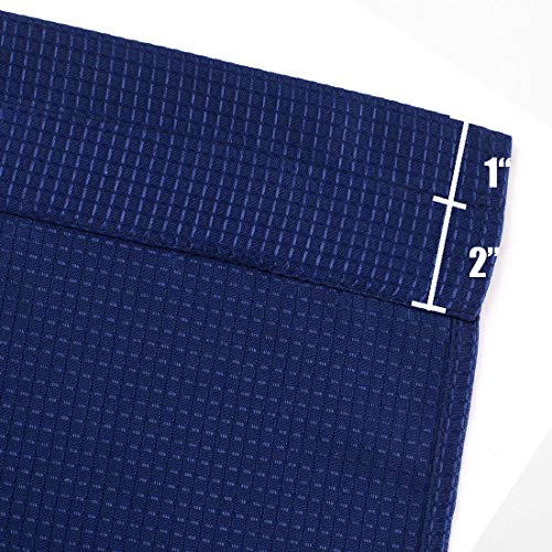 Valea Home Waffle Weave Textured Bathroom Window Curtains Water Repellent Short Curtains Window Covering Half Window Curtains Kitchen Tiers 24 Inch Length, Navy Blue, Set Of 2 #TOP1