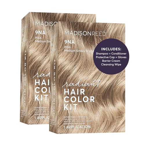 Image of Madison Reed Radiant Hair Color Kit - 9NA Medium Cool Blonde with Ash Undertones (Pisa Blonde), Permanent Hair Dye, Dimensional Gray Hair Blending | PPD-Free & Ammonia-Free, 2 Pack