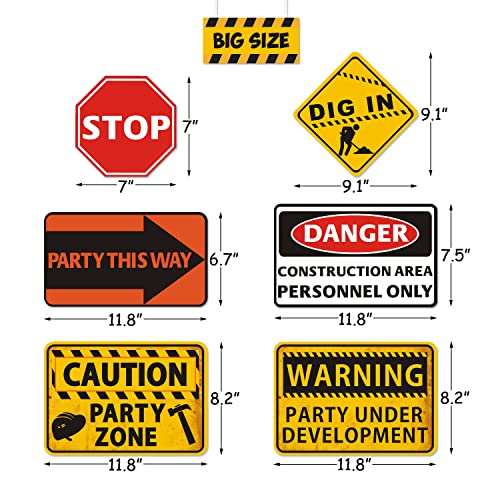 Construction Party Supplies Dump Truck Birthday Banner Cake Topper Traffic Road Signs Caution Tape Balloons Decorations Kit for Kids Birthday Party