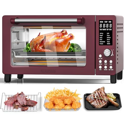 Nuwave Bravo Pro Smart Air Fryer Toaster Oven Combo, Airfryer Convection Oven Countertop, 12-in-1 Functions with Quicker & Even Crisp Technology, 1800W, 50-450&deg;F, PFAS-Free, 21QT, Cinnamon