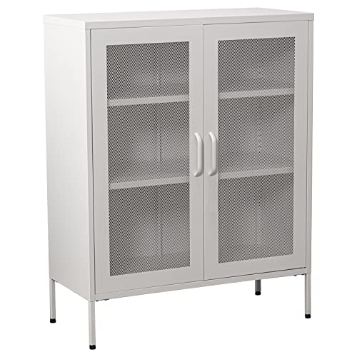 Armadio con 2 Ante con griglia in Metallo in 80 x 35 x 102 cm Altezza: 15.5 cm estandar bianco