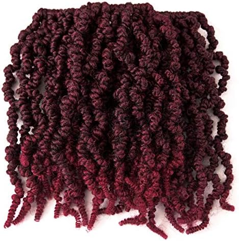 3 Packs Short Curly Spring Pre-twisted Braids Synthetic Crochet Hair Extensions 10 inch 15 strands/pack Ombre Crochet Twist Braids Fiber Fluffy Curly Twist Braiding Hair Bulk (pack of 3), T1B/BUG#