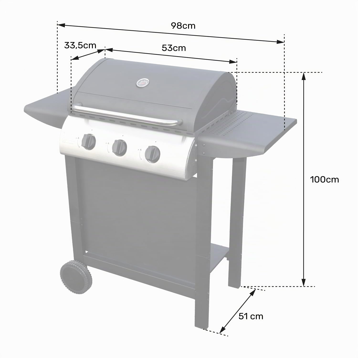 Happy Garden Barbacoa de Gas HAWAÏ 3 quemadores 8,4 kW