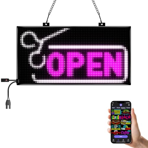 Programmable LED Open Sign,Support for Multiple Open Dynamic and Static Effects,Bluetooth APP Control, for Shop Window Glass/Cafes/Bar