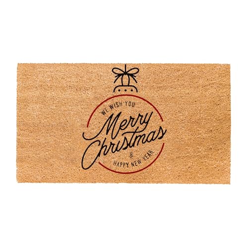 THEODORE MAGNUS Christmas Door Mat–Coir Doormat for Outdoor Entrance Durable Welcome Mat with Non Slip Backing Perfect for Front Door and Entryway OutdoorIndoor Christmas wDecoration