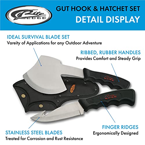 Rite Edge Szco Supplies Gut Hook And Hatchet Combination Hunting/Survival Knife Set, Black #TOP1
