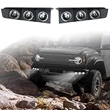 LitMiRaCle Iron LED Fog Light Assemblies for for Ford Bronco 2021-2023 2/4 Doors, Front Lower Modular Bumper Fog Lamps with DRL for Bronco Accessories, White Light, 2PCS