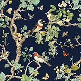 Nukofal Dark Bird Peel and Stick Wallpaper Floral Contact Paper 16.9'x118'