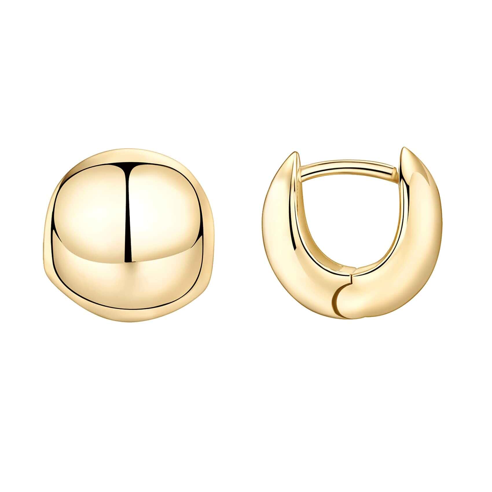 PAVOI 14K Gold Plated Chunky Huggie Earrings for Women, Small Hoop Earrings Hypoallergenic Earrings with 925 Sterling Silver Posts, Trendy Ultra Thick Huggie Hoop Earrings