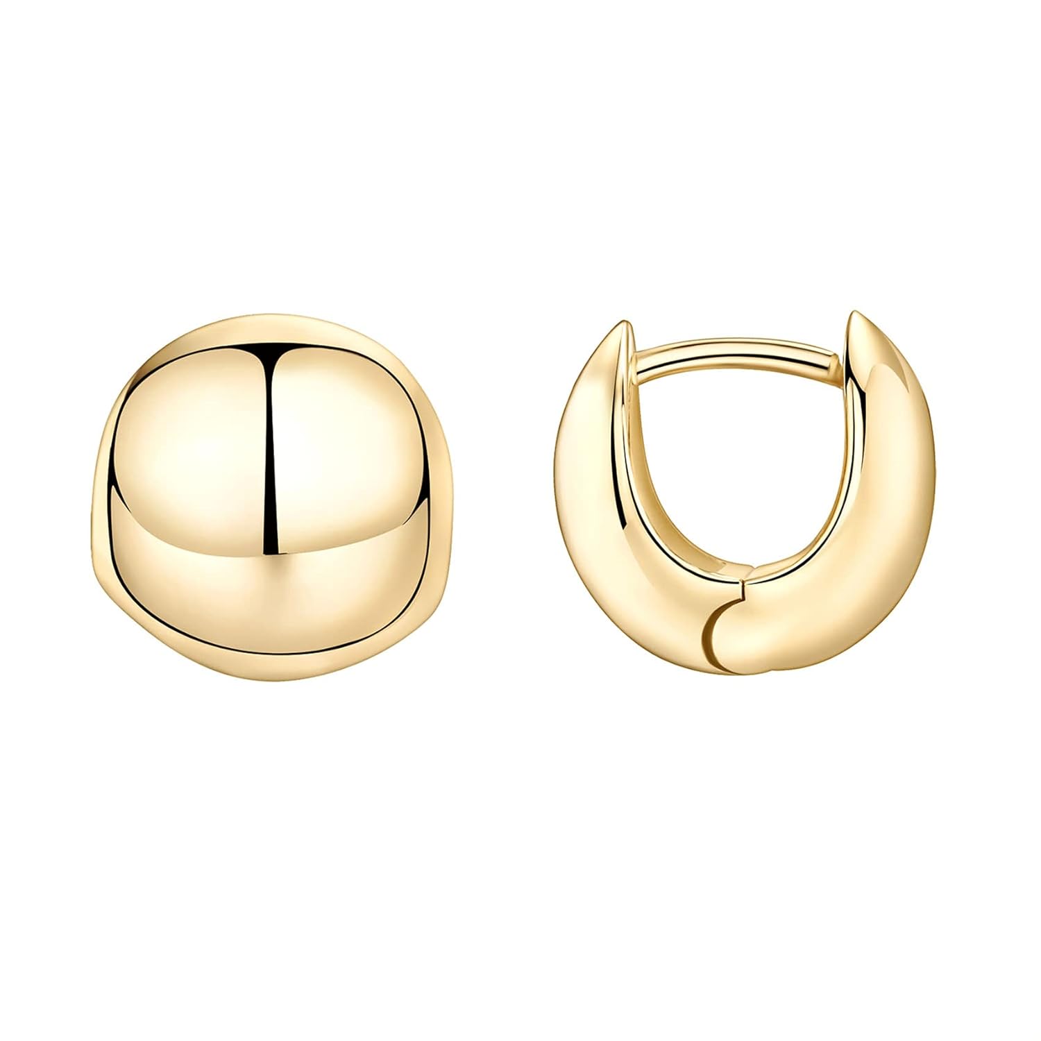 PAVOI 14K Gold Plated Chunky Huggies Earrings for Women - 925 Sterling Silver Posts Small Gold Huggie Hoop