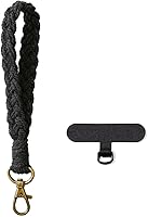 Vista 1 de Correa de muñeca para teléfono estilo boho macramé, cordón para teléfono celular con pestaña de anclaje, llavero con dije para muñeca, cadena