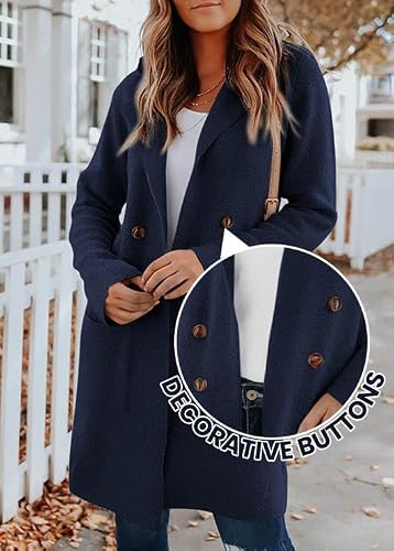 KIRUNDO Cardigan Sweaters for Women 2026 Fall Open Front Knit Sweater Jackets Business Casual Long Coatigan Winter Clothing(Navy, Small) — view 4