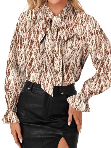 Image of LYANER Women's Bow Tie Neck Business Work Blouse