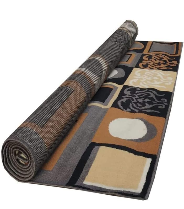 Image of Floral Design Acrylic Polyester Carpet for Living Room 8x11 Feet Color Grey and Black(240x330Cm), Large Rectangle