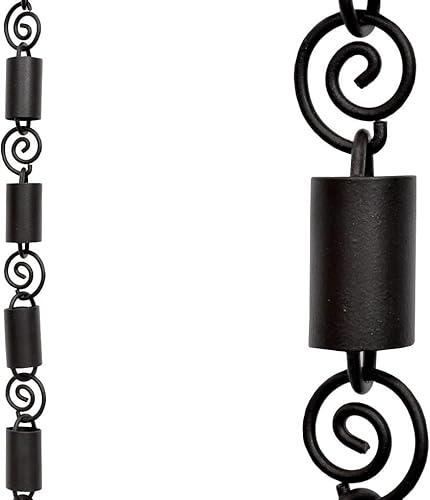 Rain Chains Pacific - Spiral Channel Link Rain Chain 8.5 FT - Black Powder-Coated Aluminum - Functional and Decorative Replacement for Gutter Downspouts - Premium Rain Chains for Gutter