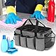 HODRANT Extra Großer Reinigungs Caddy Organisator, mit Stabilem Pad & Griffen, Reinigungs Aufbewahrungs Tasche für Reinigungs Produkte (Grau)