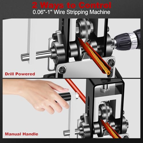 Image of Manual Wire Stripping Machine Gauge Wire 0.06-1'', Scrapping Copper Wire Stripper with Replacement Blades, Drill Powered Hand Crank Wire Stripper Tool for Scrap Copper Recycling